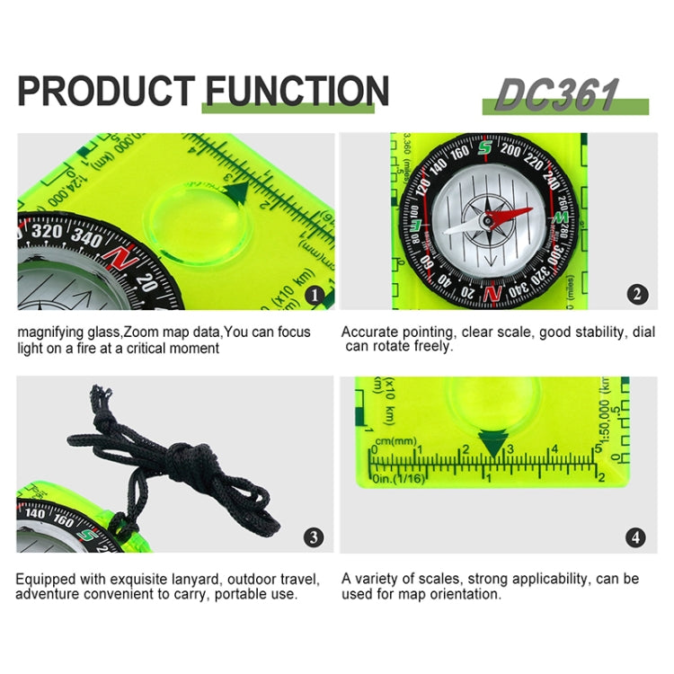 2pcs DC361 Outdoor Multifunctional Compass Map Scale