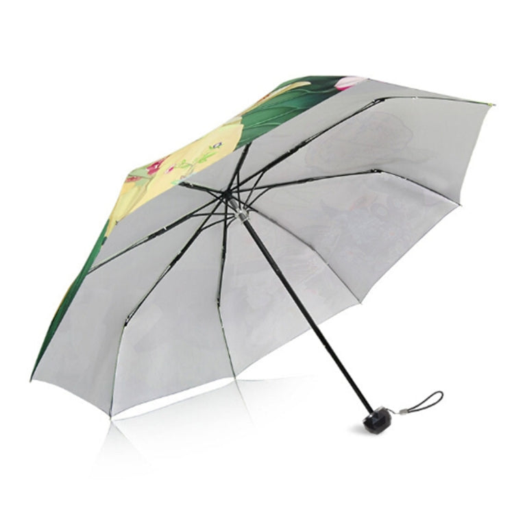Creative Fresh Style Three Fold Silver Tape Anti Ultraviolet Sunshade Umbrella