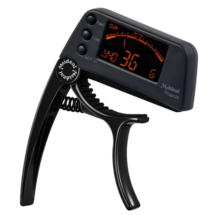 Professional Guitar Tuner Clip, Loftstyle Chromatic Clip-on Tuner with Rotational LCD Screen Light Display Single-handed Guitar Capo