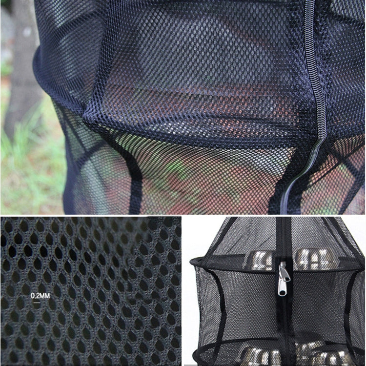 Camping Picnic Folding Tableware Vegetables Fruit Dry Net Hanging Mesh Dish Dryer Rack Shelf(Black)