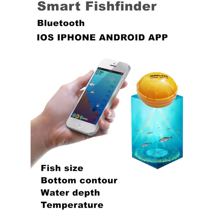 Bluetooth Fish Detector 125KHz Sonar Sensor 0.6-36m Depth Locator Fishes Finder Alarm for iOS & Android Mobile Phones