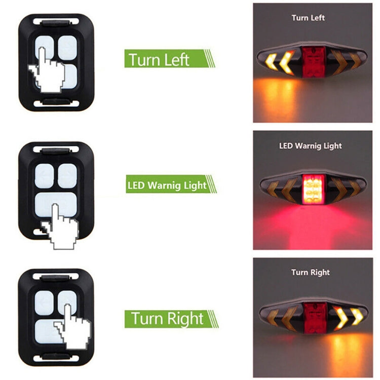 Bicycle Tail Light Intelligent Wireless Remote Control Turn Signal Warning Light