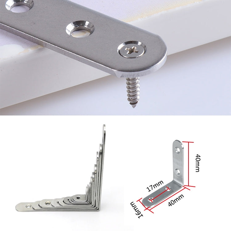 10pcs Stainless Steel 90 Degree Angle Bracket,Corner Brace Joint Bracket Fastener Furniture Cabinet Screens Wall (40mm)