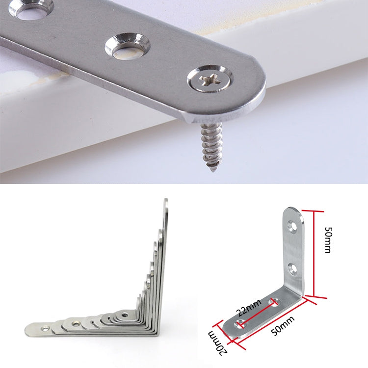 10pcs Stainless Steel 90 Degree Angle Bracket,Corner Brace Joint Bracket Fastener Furniture Cabinet Screens Wall (50mm)