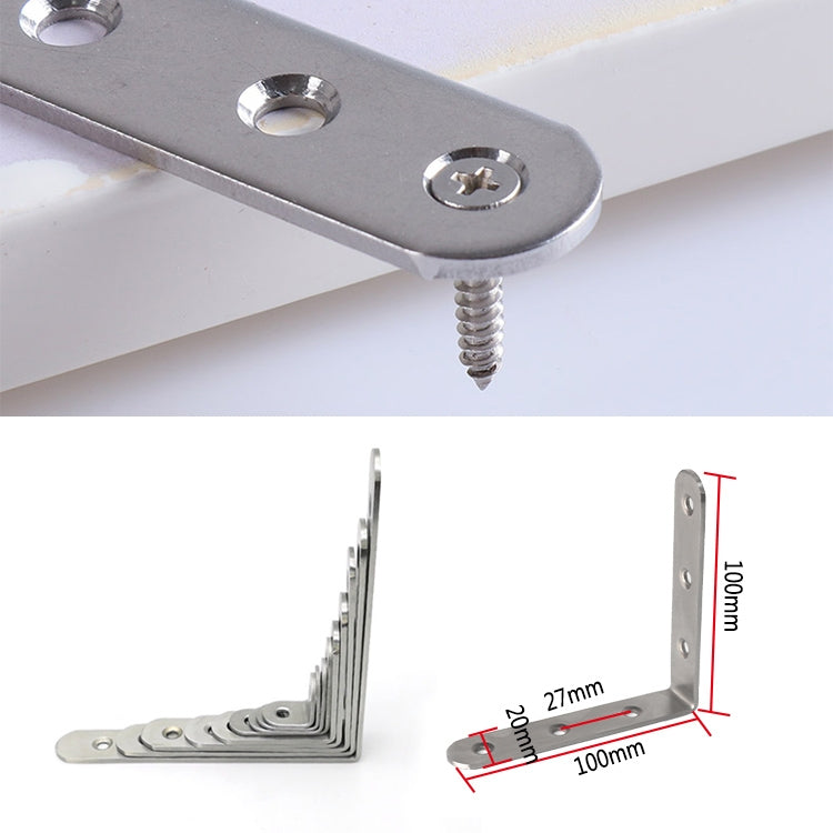 2pcs Stainless Steel 90 Degree Angle Bracket,Corner Brace Joint Bracket Fastener Furniture Cabinet Screens Wall (100mm)