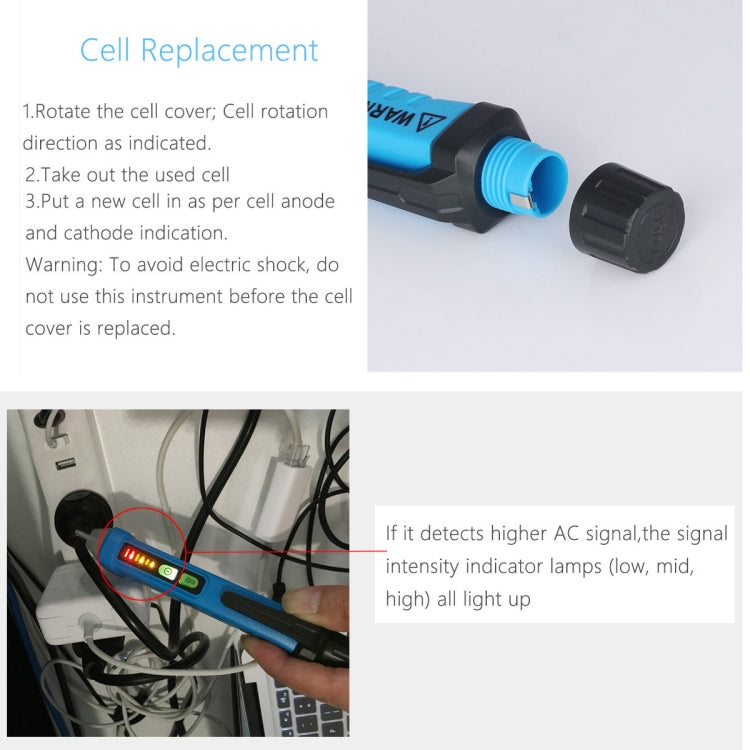 BSIDE AVD05 Non-contact AC Voltage Detectors 12~1000V Induction Electroprobe Pen Type ACV Electric Testers Household Tool wtih LED Light