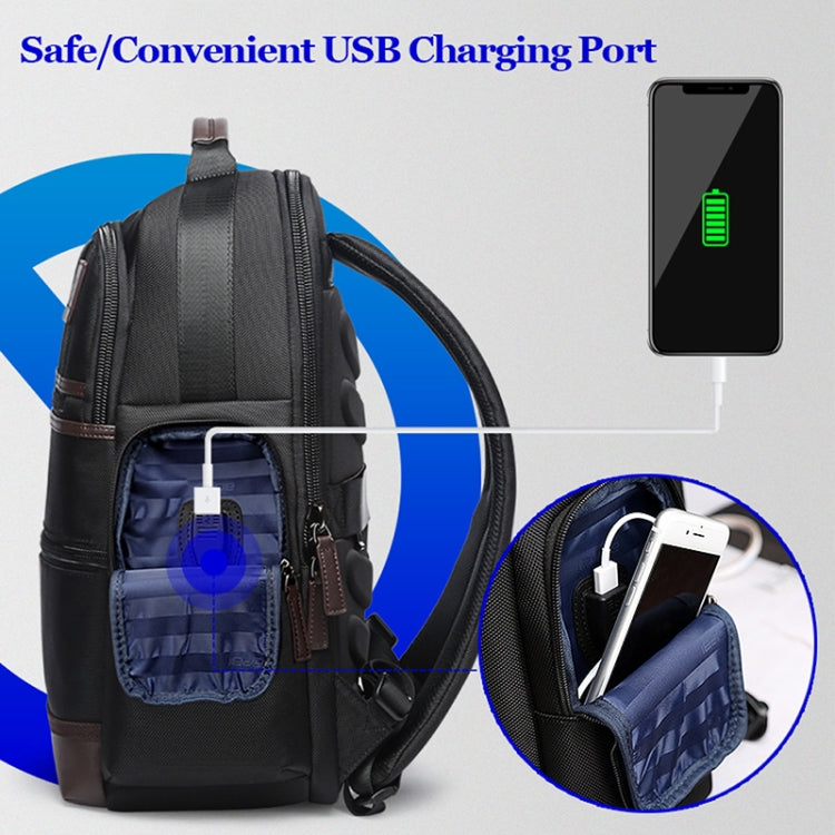 Bopai 751-007291 Business Anti-theft Waterproof Large Capacity Double Shoulder Bag,with USB Charging Port, Size: 34x19x43.5cm