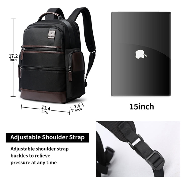 Bopai 751-007291 Business Anti-theft Waterproof Large Capacity Double Shoulder Bag,with USB Charging Port, Size: 34x19x43.5cm
