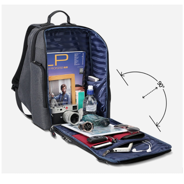 Bopai 851-010128 Business Anti-theft Waterproof Large Capacity Double Shoulder Bag,with USB Charging Port, Size: 34x19x43cm