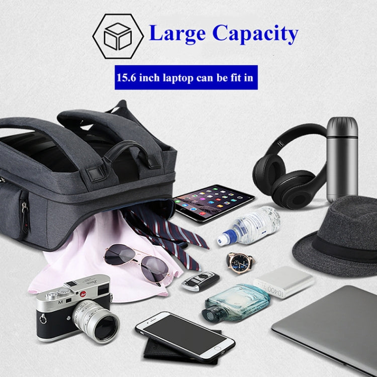 Bopai 851-010128 Business Anti-theft Waterproof Large Capacity Double Shoulder Bag,with USB Charging Port, Size: 34x19x43cm