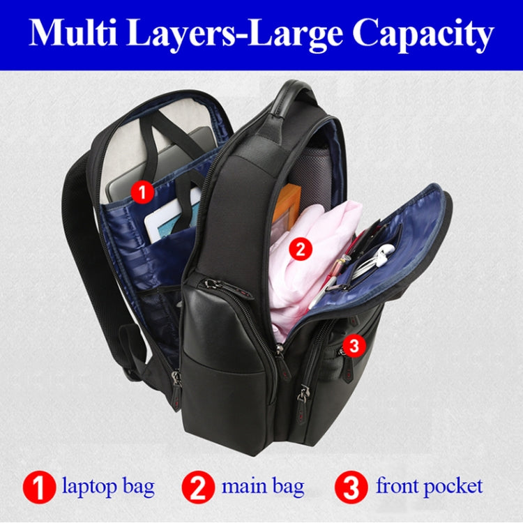 Bopai 851-014211 Business Anti-theft Waterproof Three-layer Large Capacity Double Shoulder Bag,with USB Charging Port, Size: 35.5x24x45cm