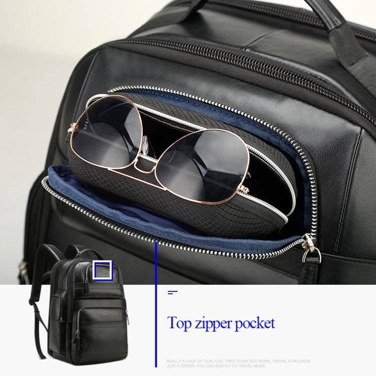 Bopai 851-019811 Large Capacity Anti-theft Waterproof Leathar Backpack Laptop Tablet Bag for 15.6 inch and Below, with USB Charging Port