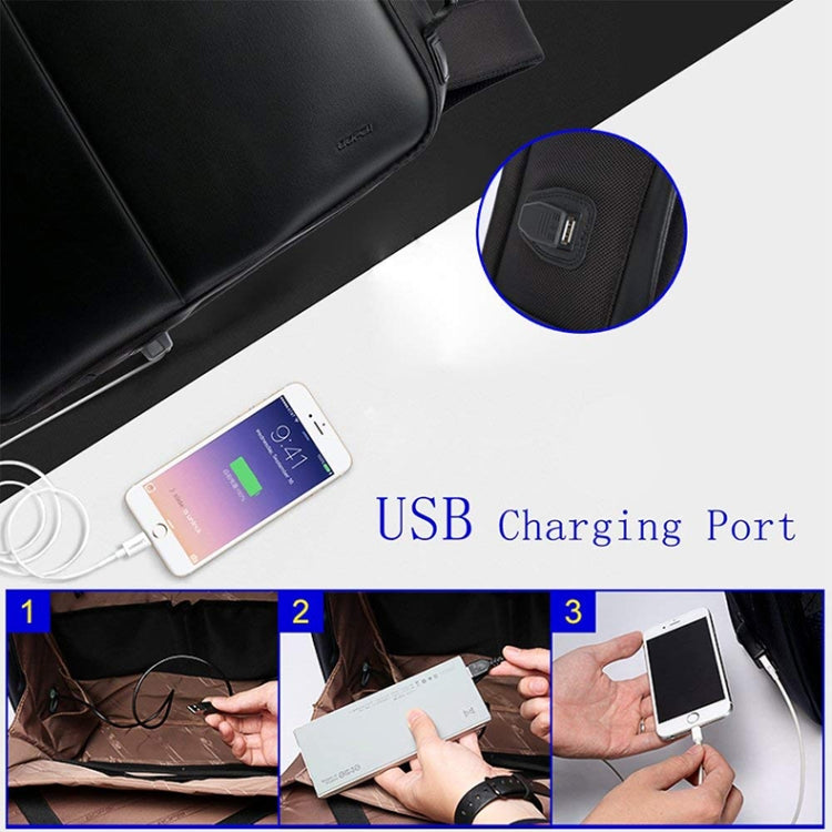 Bopai 751-006431 Business Waterproof Anti-theft Large Capacity Double Shoulder Bag,with USB Charging Port, Size: 27x16.5x40cm