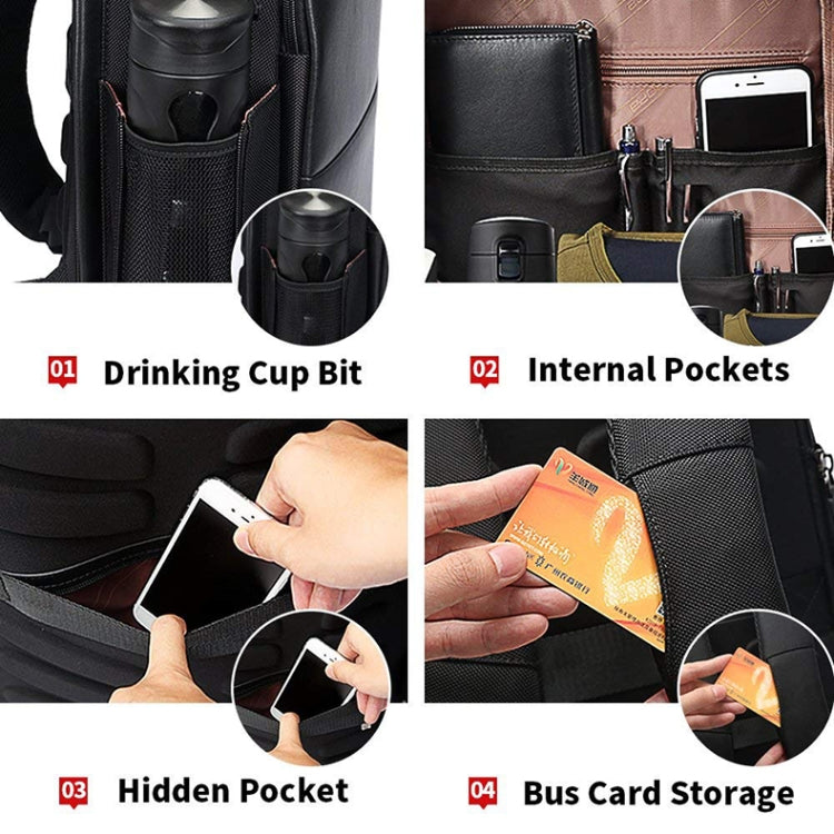 Bopai 751-006431 Business Waterproof Anti-theft Large Capacity Double Shoulder Bag,with USB Charging Port, Size: 27x16.5x40cm