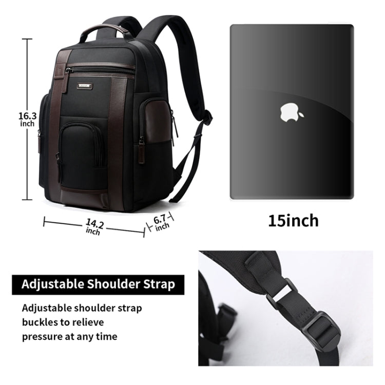 Bopai 851-008821 Outdoor Breathable Waterproof Anti-theft Large Capacity Double Shoulder Bag,with USB Charging Port, Size: 36x17x41.5cm