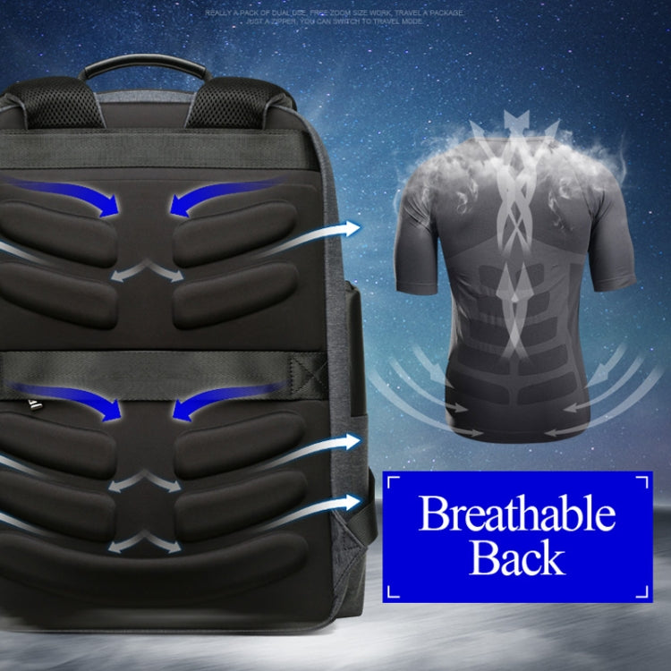 Bopai 851-014318 Fashion Outdoor Breathable Waterproof Anti-theft Three-layer Large Capacity Double Shoulder Bag,with USB Charging Port, Size: 31x17x44cm