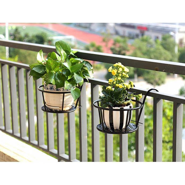Iron Metal Railing Potted Plant Shelves Hanging Flowerpot Rack