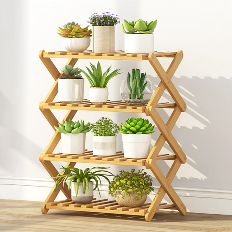 4-Layer Balcony Living Room Collapsible Solid Wood Flower Stand Potted Planting Shelves, Length: 50cm