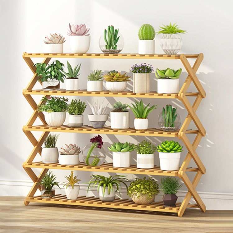 5-Layer Balcony Living Room Collapsible Solid Wood Flower Stand Potted Planting Shelves, Length: 100cm