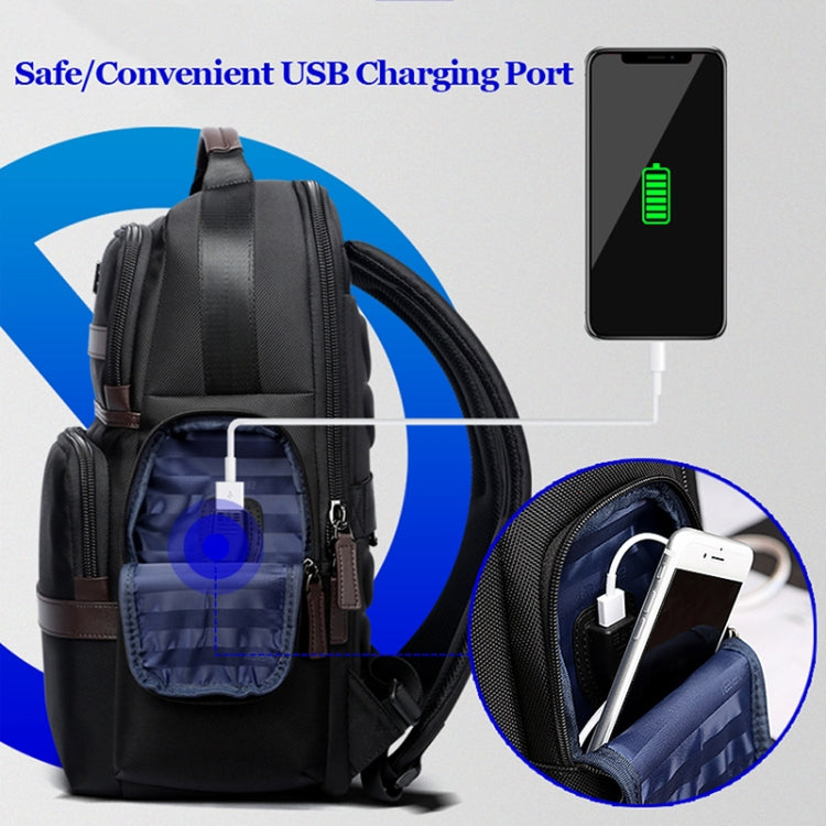 Bopai 751-007301 Business Anti-theft Waterproof Large Capacity Double Shoulder Bag,with USB Charging Port, Size: 28x19x42cm