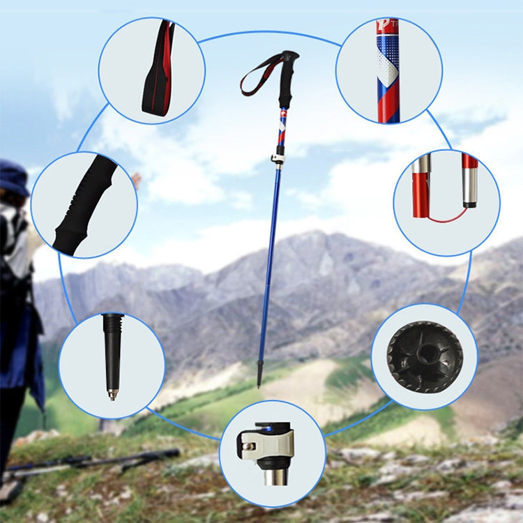 5 Node Portable Foldable Aluminium Alloy Alpenstocks Trekking Poles, Folding Length : 35CM