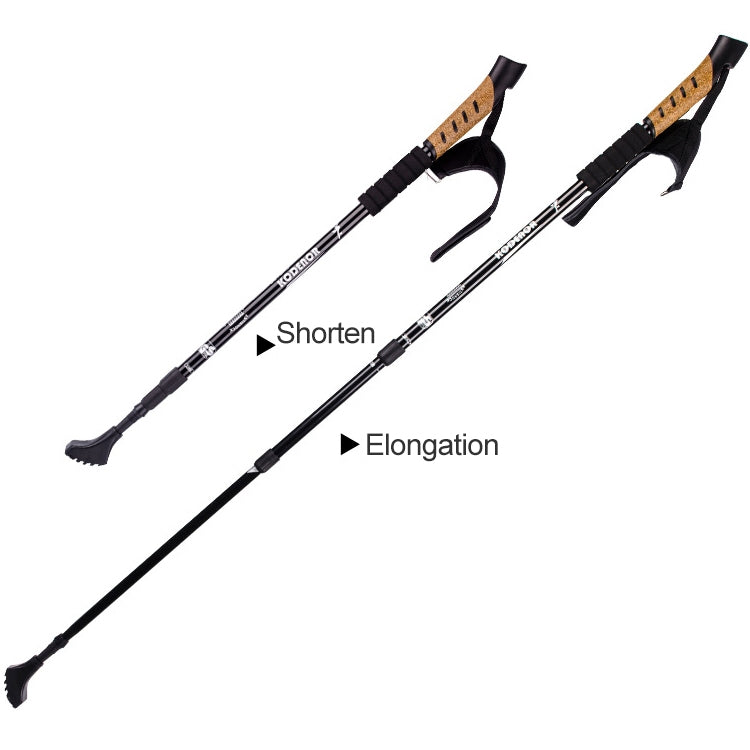 KODENOR Outdoor Mountaineering Portable Foldable Aluminium Alloy Straight Handle Alpenstocks Trekking Poles, Length : 66-135CM