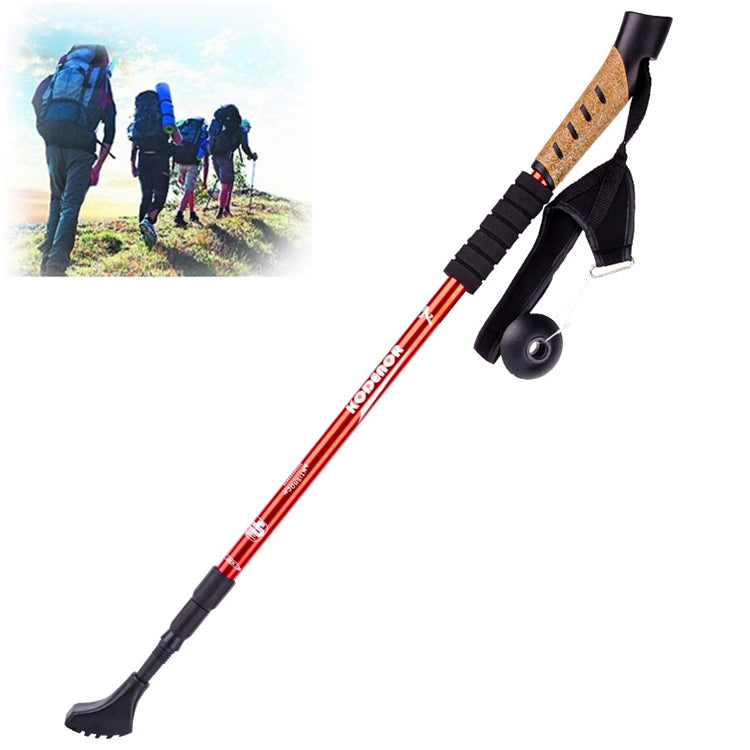 KODENOR Outdoor Mountaineering Portable Foldable Aluminium Alloy Straight Handle Alpenstocks Trekking Poles, Length : 66-135CM