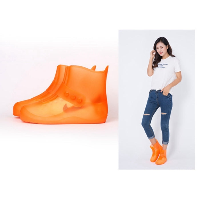 Fashion Integrated PVC Waterproof  Non-slip Shoe Cover with Thickened Soles Size: 34-35