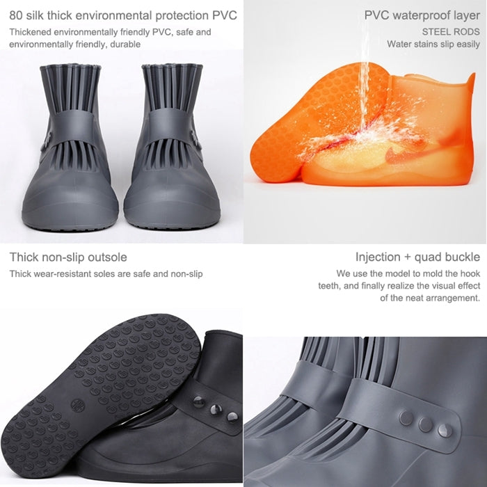 Fashion Integrated PVC Waterproof  Non-slip Shoe Cover with Thickened Soles Size: 34-35