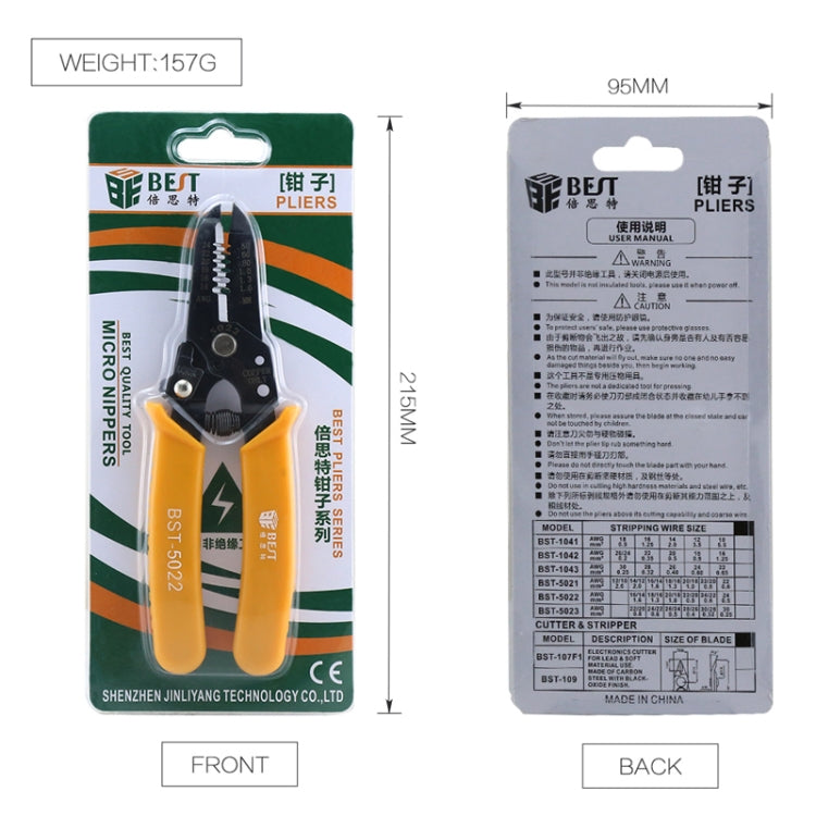 BEST-5022 0.5 ~ 1.6mm Portable Crimper Cable Stripping Wire Stripping Pliers