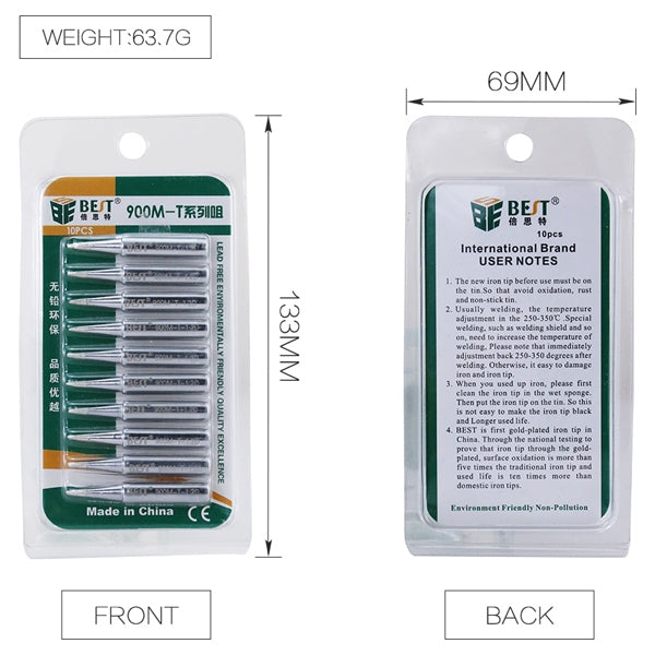 10 PCS BEST Lead Free Series Soldering Tip Welding Contact Head 900M-T-B