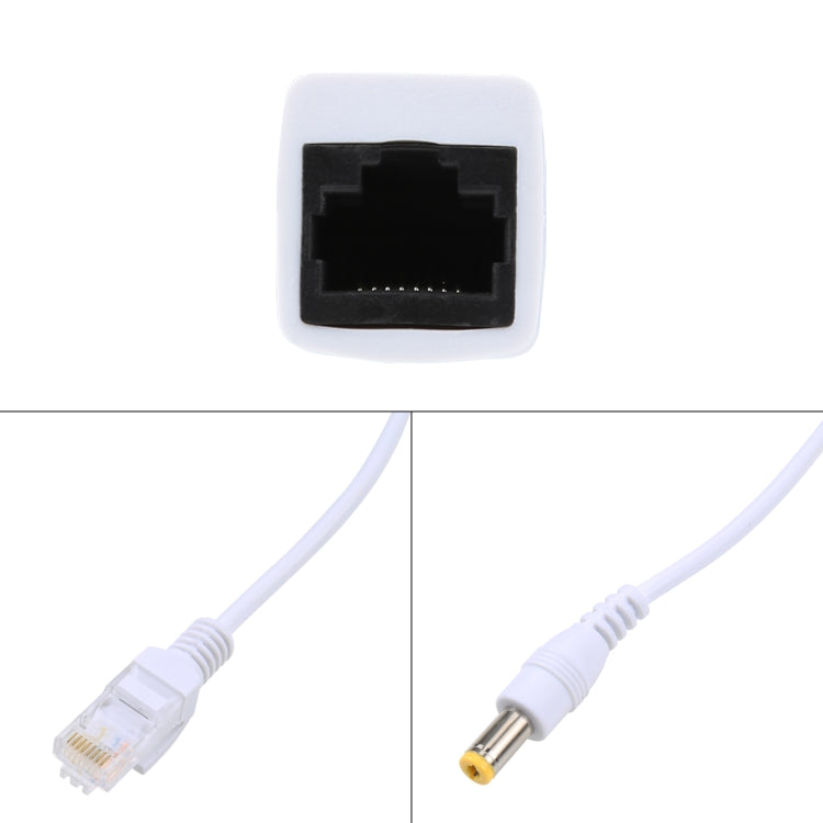 RJ45 POE Injector and Splitter Cable with 2.1x 5.5mm Male DC Jack