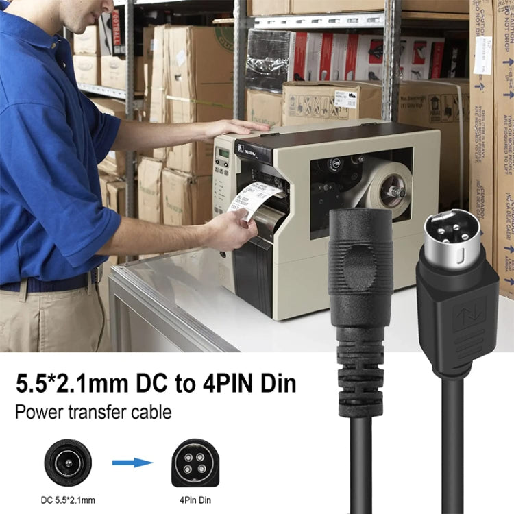 4 Pin DIN Male To DC 5.5x2.1mm Female Power Connection Cable, Length: 0.15m