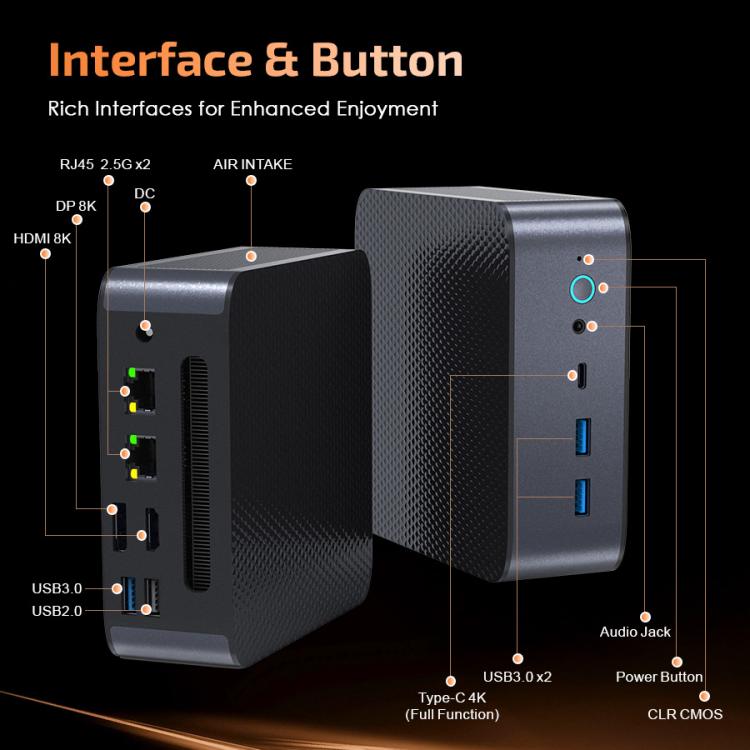 GXMO H90 Pro Windows 11 Mini PC, AMD Ryzen 7 8745HS Octa Core Processor, EU Plug