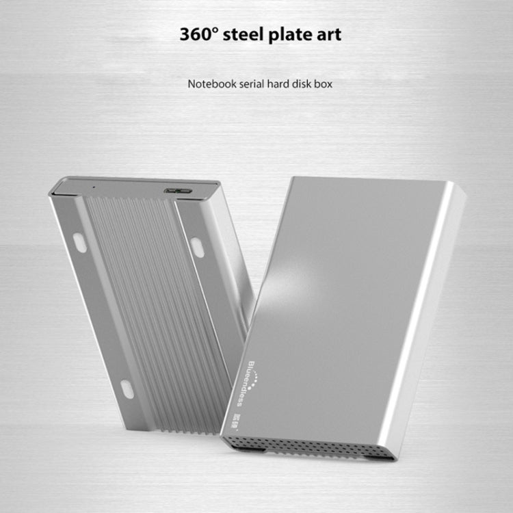 Blueendless U23Q SATA 2.5 inch Micro B Interface HDD Enclosure with USB-C / Type-C to USB-C / Type-C Cable, Support Thickness: 1cm or less