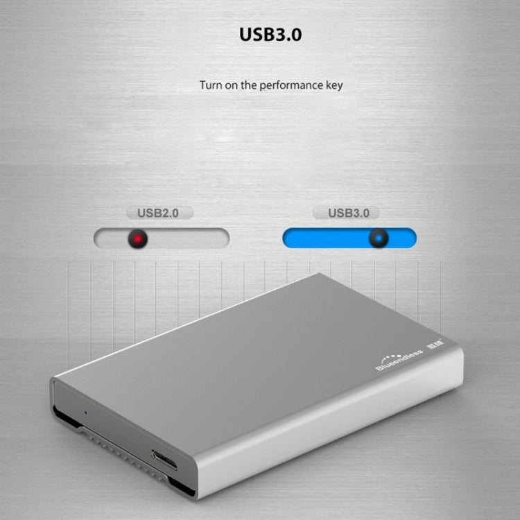 Blueendless U23Q SATA 2.5 inch Micro B Interface HDD Enclosure with USB-C / Type-C to USB 3.0 Cable, Support Thickness: 1cm or less