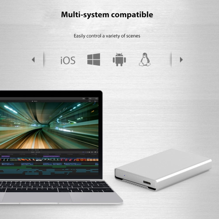 Blueendless U23Q SATA 2.5 inch Micro B Interface HDD Enclosure with USB-C / Type-C to USB 3.0 Cable, Support Thickness: 1cm or less