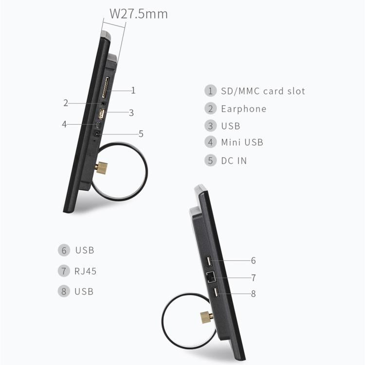 HSD-P538 14 inch IPS Touch Screen All in One PC with Holder, 4GB+32GB, Android 14 RK3576S Octa-core