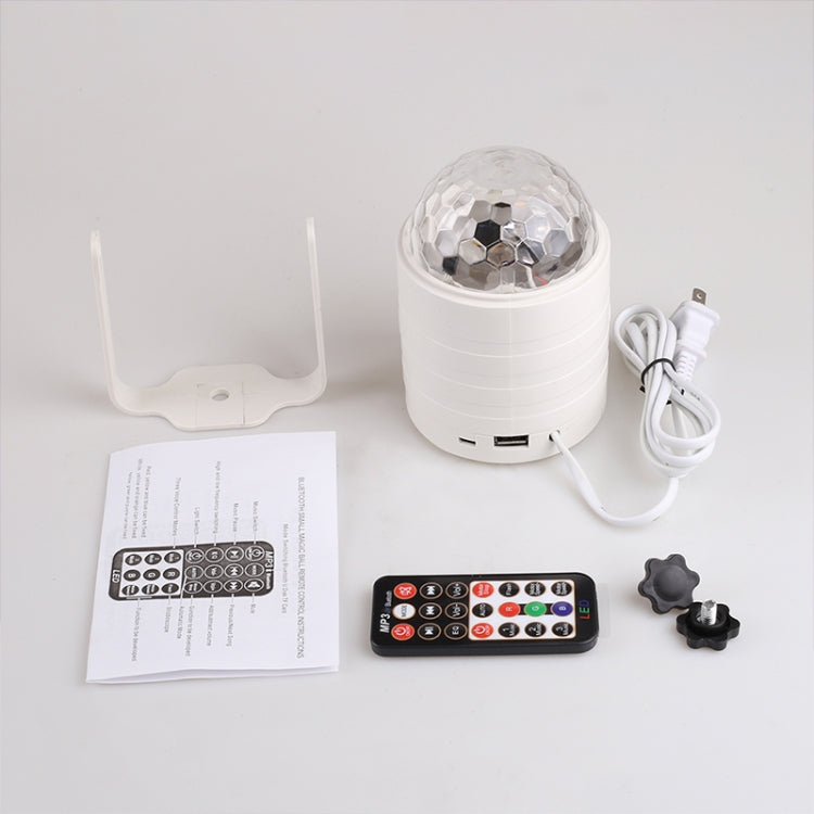Bluetooth Crystal Magic Ball Stage Light with Remote Control, US Plug(White)