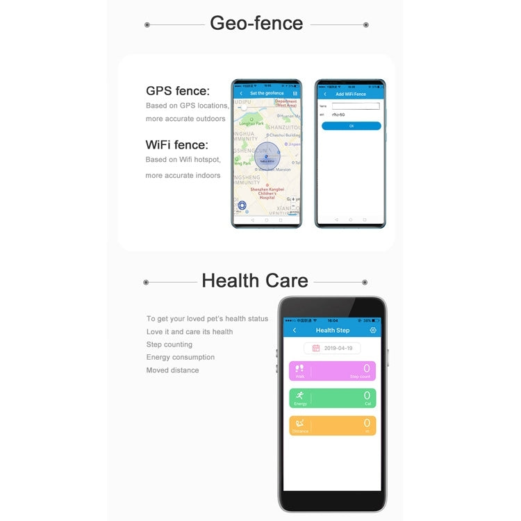 RF-V43 B Style IP67 Waterproof GPS + LBS + WiFi Pet Locator Pet Collar Tracking Device For North America/South America