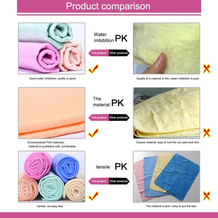 KANEED Synthetic Chamois Drying Towel Super Absorbent PVA Shammy Cloth for Fast Drying of Car, Size: 43 x 32 x 0.2cm
