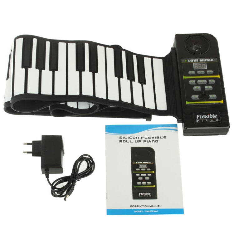 88 Keys Portable MIDI Silicone Flexible Roll Up Piano, Keyboard: 133 x 14.2 x 0.6cm