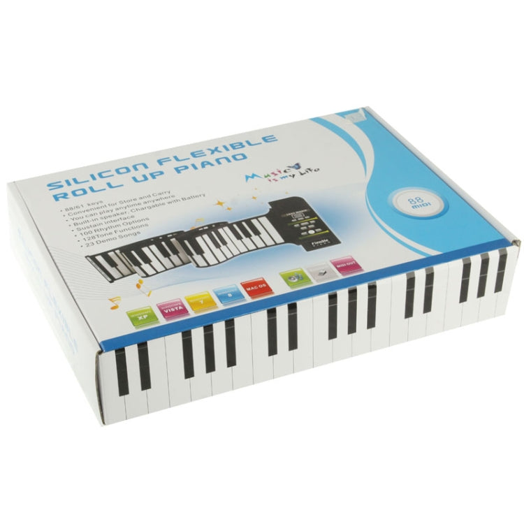 88 Keys Portable MIDI Silicone Flexible Roll Up Piano, Keyboard: 133 x 14.2 x 0.6cm
