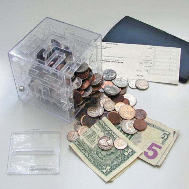 3D Puzzle Transparent Money Maze Bank Saving Coin Gift Box