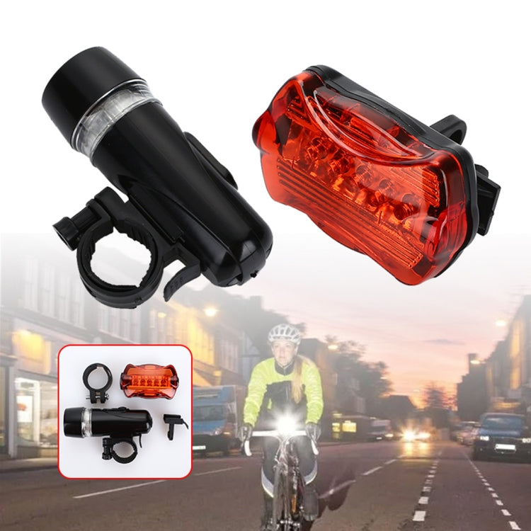 5 LED Water Resistant Bike Bicycle Head Light+ Rear Safety Flashlight