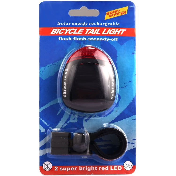 4 Flash Mode Available Solar Energy Rechargeable Bicycle Tail Light with 2 Red LED