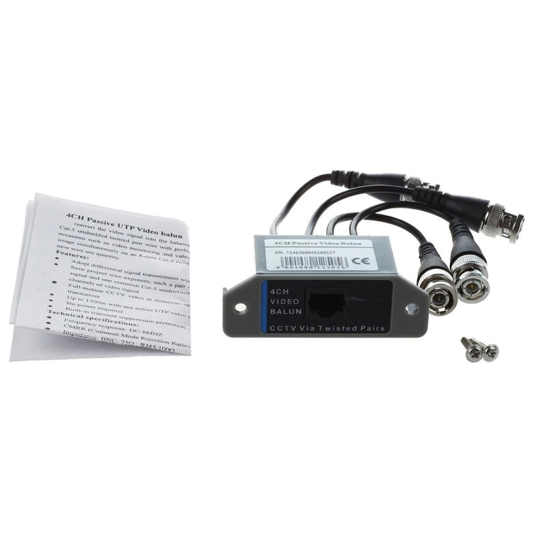 4 Channel Video ( BNC ) to UTP ( RJ45 ) Video Balun