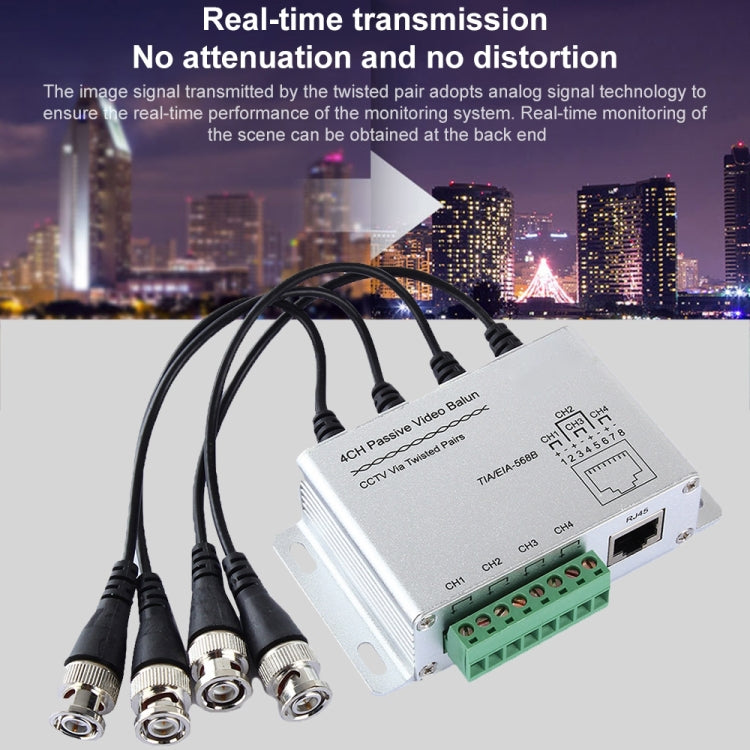4 CH UTP Passive Video Balun , CCTV Via Twisted Pairs