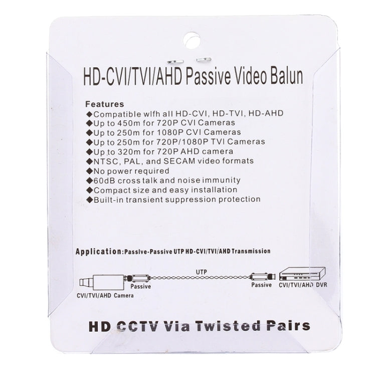 2 PCS 202E-HD CVI/TVI/AHD 1CH Passive Video Balun Coaxial Adapter