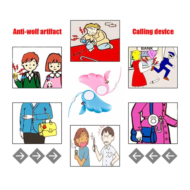 Angel Wing Anti-rape Device Personal Alarm, Self-defense Defend Wolf, Mini Alarm with 90dB Alarm Sound for Girl and Kids